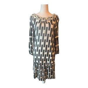 BCBG MaxAzria Size Small Black And White Dress with Pearl Neckline